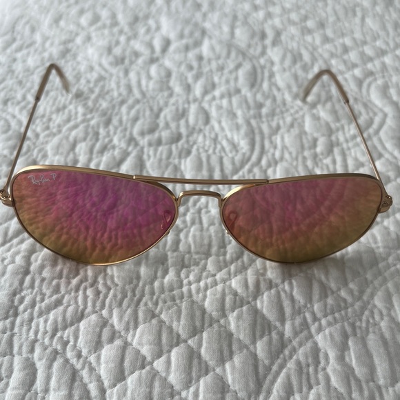 Ray-Ban Gold Frame Sunglasses with Pink Purple Lenses - Picture 5 of 6